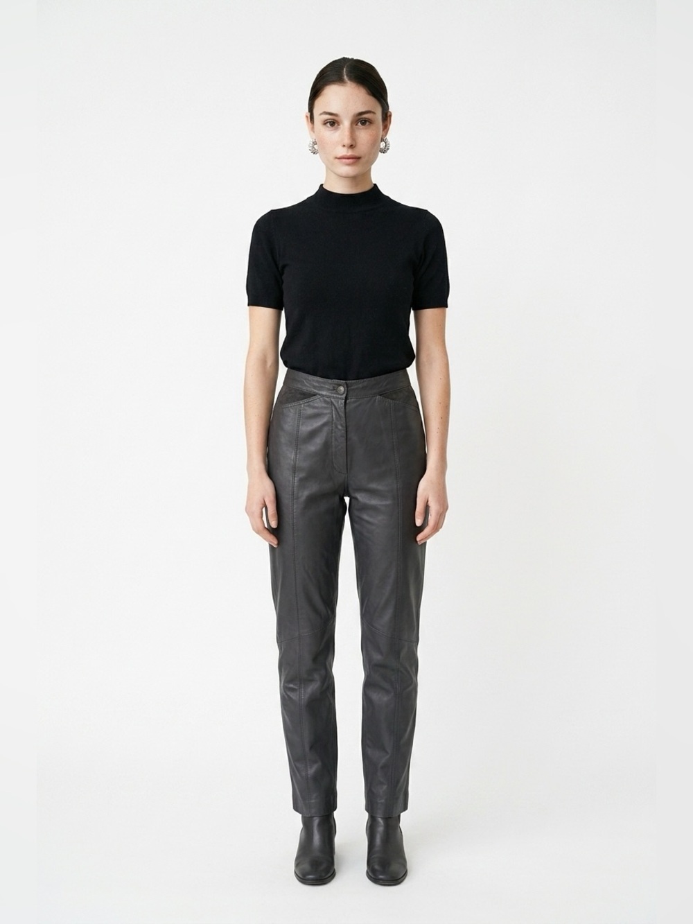 High waisted leather pants